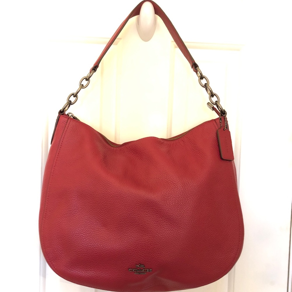 Coach Pebble Leather Chelsea 32 Hobo-Oxblood color